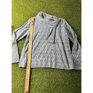 Alfred Dunner Light Blue Knit Sweater with Scarf Detail, Size L
